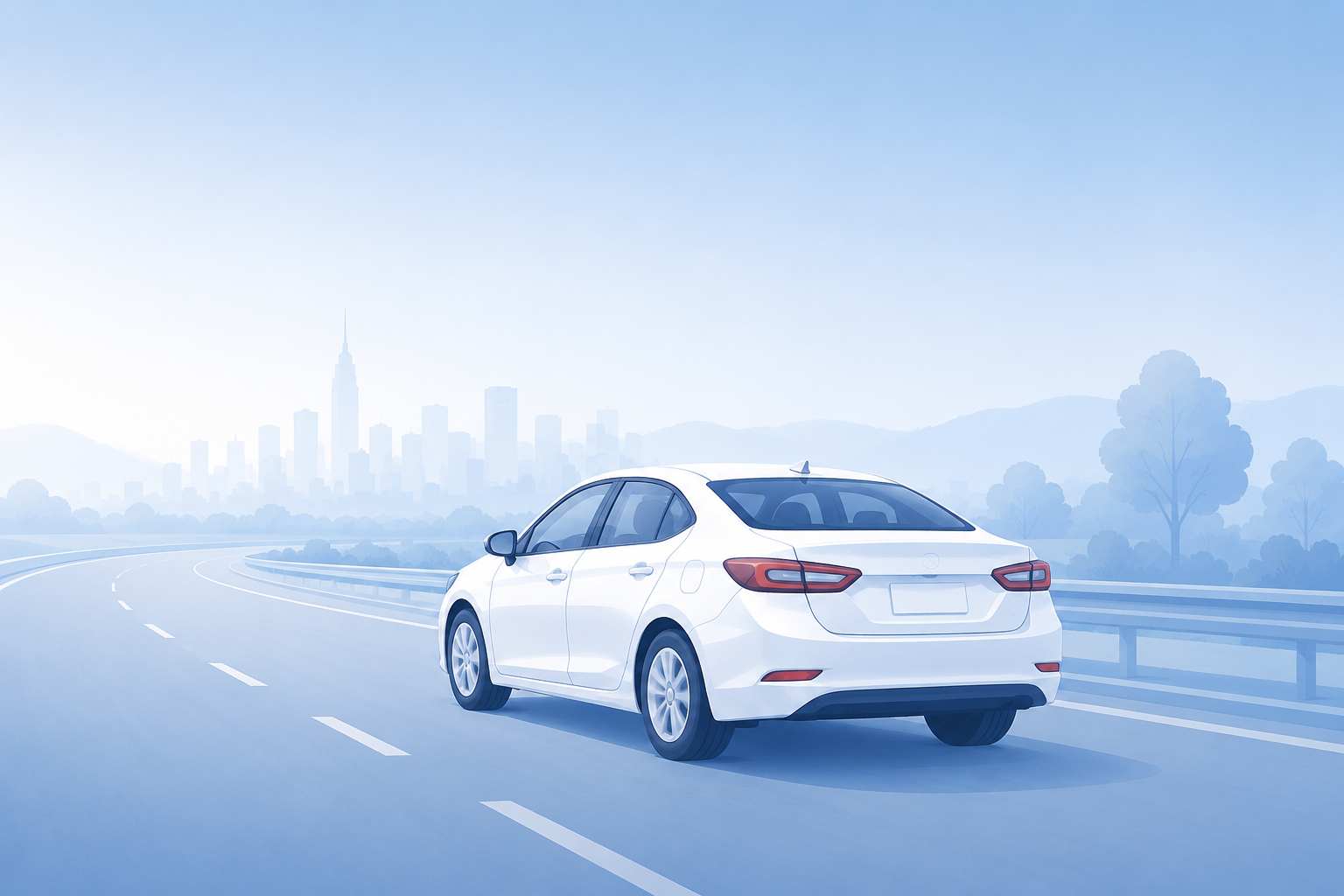 White car on the road — road test preparation